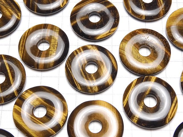 Yellow Tiger's Eye AA++ Coin (Donut) 30x30x5mm 2pcs