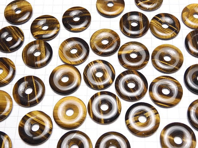 Yellow Tiger's Eye AA++ Coin (Donut) 30x30x5mm 2pcs