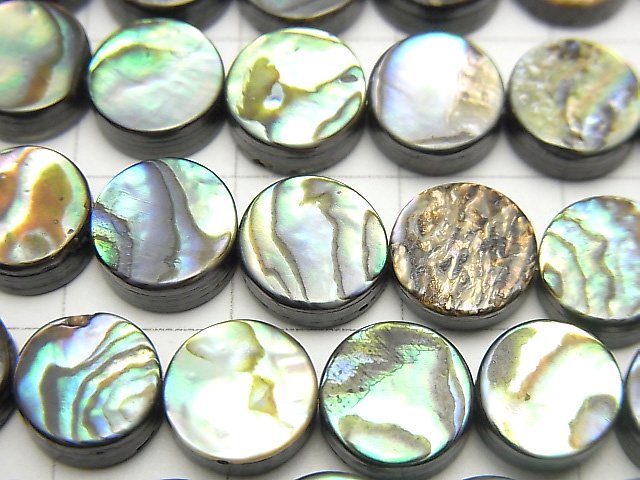 [Video]Abalone Shell Coin 8x8x3.5mm half or 1strand beads (aprx.15inch/38cm)