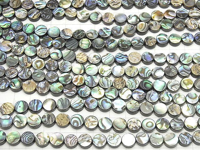 [Video]Abalone Shell Coin 8x8x3.5mm half or 1strand beads (aprx.15inch/38cm)