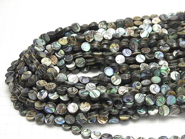 [Video]Abalone Shell Coin 8x8x3.5mm half or 1strand beads (aprx.15inch/38cm)