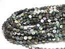 [Video]Abalone Shell Coin 8x8x3.5mm half or 1strand beads (aprx.15inch/38cm)