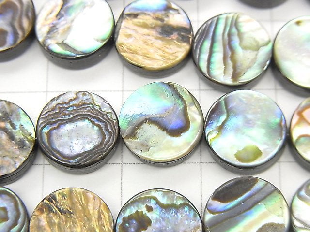 [Video]Abalone Shell Coin 10x10x3.5mm half or 1strand beads (aprx.15inch/37cm)