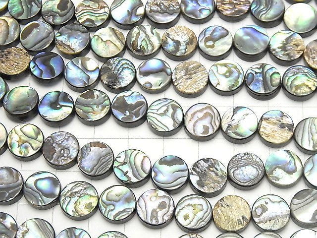 [Video]Abalone Shell Coin 10x10x3.5mm half or 1strand beads (aprx.15inch/37cm)