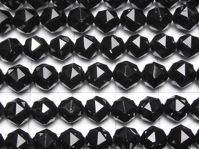 [Video] High Quality! Black Spinel AAA Star Faceted Round 6mm 1/4 or 1strand beads (aprx.15inch / 37cm)