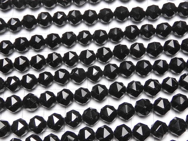 [Video] High Quality! Black Spinel AAA Star Faceted Round 8mm 1/4 or 1strand beads (aprx.15inch / 36cm)