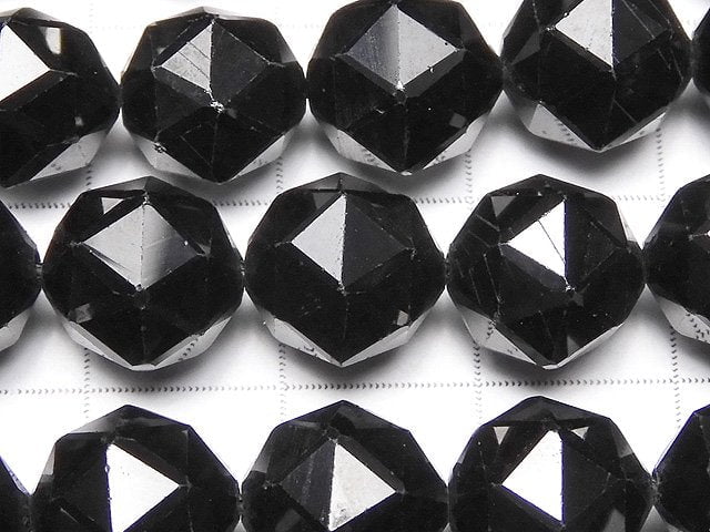 [Video]High Quality! Black Spinel AAA Star Faceted Round 10mm half or 1strand beads (aprx.15inch/37cm)