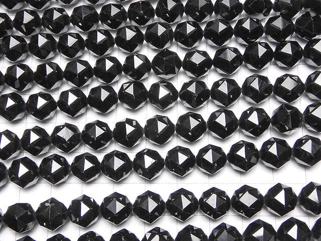 [Video]High Quality! Black Spinel AAA Star Faceted Round 10mm half or 1strand beads (aprx.15inch/37cm)