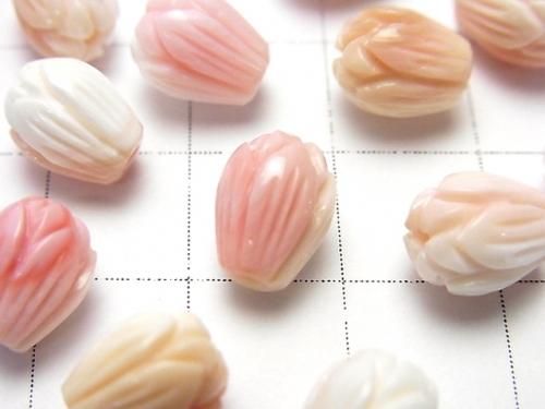 [Video] Queen Conch Shell AAA-AAA- Flower Bud 9x7x7mm [Drilled Hole] 4pcs