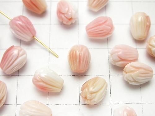 [Video] Queen Conch Shell AAA-AAA- Flower Bud 9x7x7mm [Drilled Hole] 4pcs