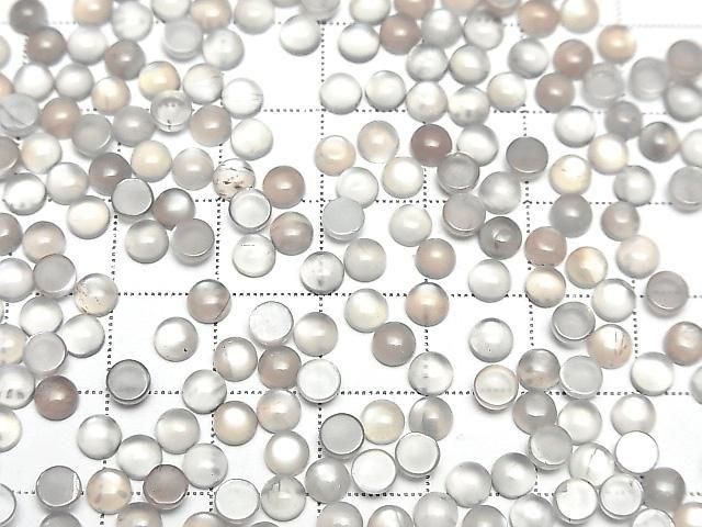 Gray Moonstone AAA - Round Cabochon 4x4mm 10pcs