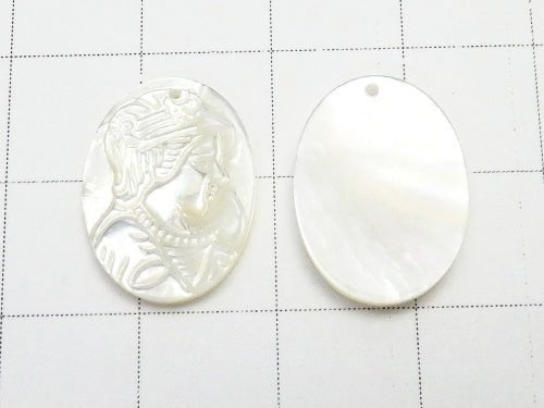 High Quality White Shell (Silver-lip Oyster) AAA Carving Oval 16x12x2mm 1pc!