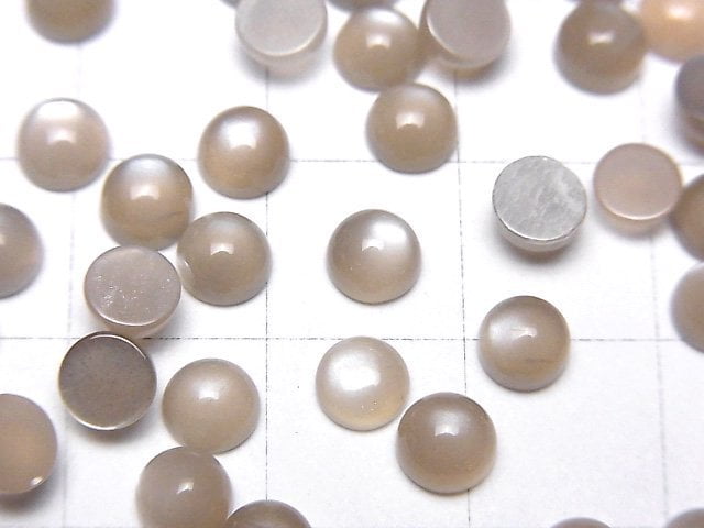 Gray Moonstone AAA Round Cabochon 5x5mm 10pcs