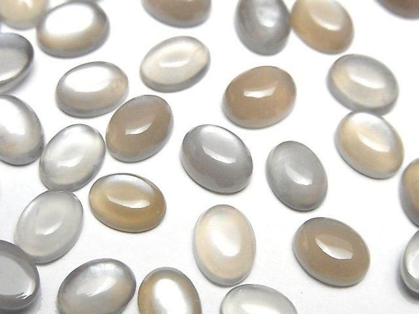 [Video] Brown-Gray Moonstone AAA Oval Cabochon 8x6mm 5pcs