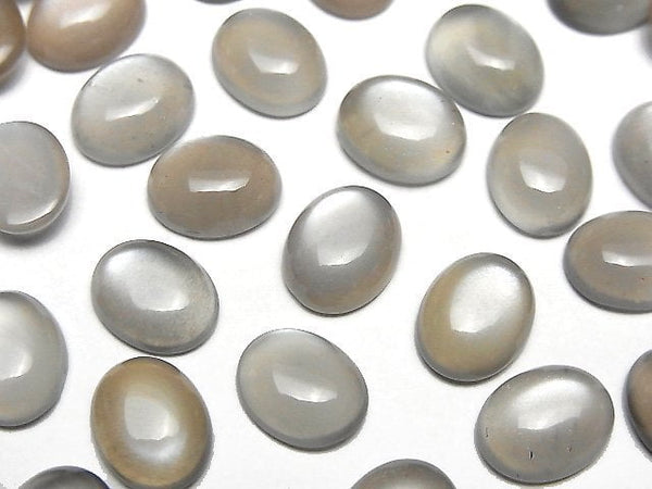 High Quality Brown-Grey Moonstone AAA Oval Cabochon 10x8mm 4pcs