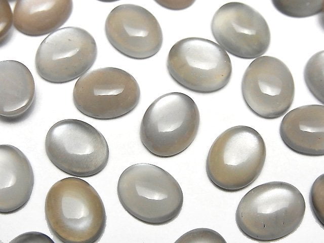 High Quality Brown-Grey Moonstone AAA Oval Cabochon 10x8mm 4pcs