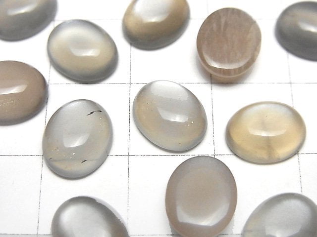 High Quality Brown-Grey Moonstone AAA Oval Cabochon 10x8mm 4pcs