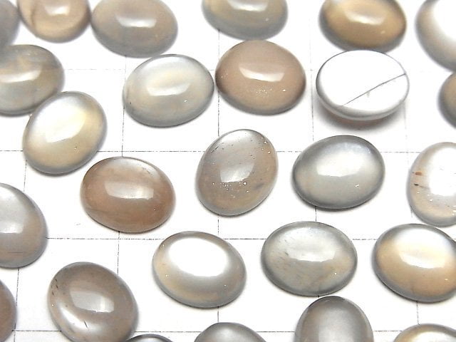 High Quality Brown-Grey Moonstone AAA Oval Cabochon 10x8mm 4pcs