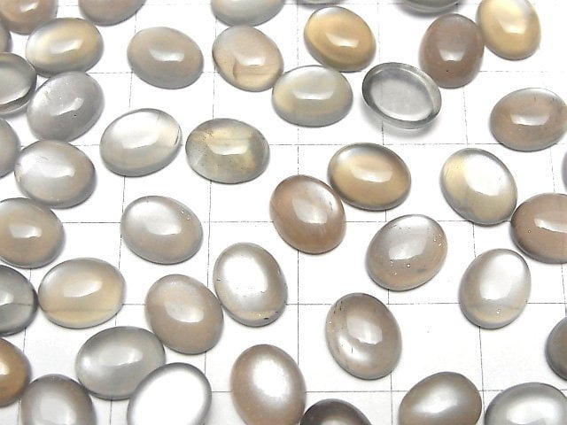 High Quality Brown-Grey Moonstone AAA Oval Cabochon 10x8mm 4pcs