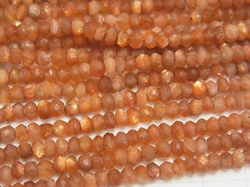 Sunstone AA++ Faceted Button Roundel  half or 1strand beads (aprx.13inch/32cm)