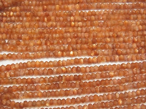 Sunstone AA++ Faceted Button Roundel  half or 1strand beads (aprx.13inch/32cm)