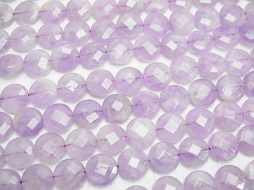 Lavender Amethyst AA ++ Faceted Coin 14x14x5mm half or 1strand beads (aprx.15inch / 37cm)