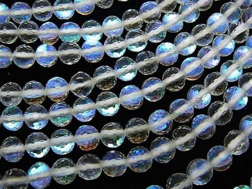 [Video] High Quality!  Luna Flash  128Faceted Round 6mm 1strand beads (aprx.15inch/37cm)