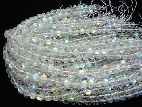 [Video] High Quality!  Luna Flash  128Faceted Round 10mm half or 1strand beads (aprx.15inch/36cm)