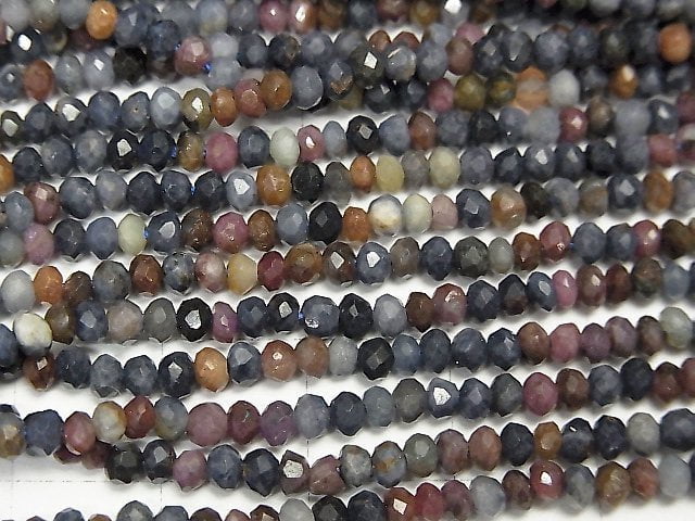 [Video]High Quality! 1strand $11.79! Ruby & Sapphire AA ++ Faceted Button Roundel 3x3x2mm 1strand beads (aprx.15inch / 38cm)