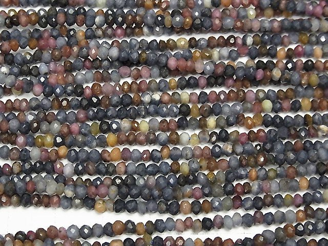 [Video]High Quality! 1strand $11.79! Ruby & Sapphire AA ++ Faceted Button Roundel 3x3x2mm 1strand beads (aprx.15inch / 38cm)