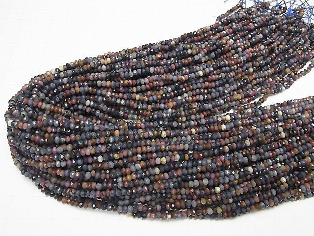 [Video]High Quality! 1strand $11.79! Ruby & Sapphire AA ++ Faceted Button Rondelle 3x3x2mm 1strand beads (aprx.15inch / 38cm)