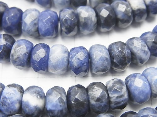 Sodalite AA++ Faceted Button Roundel 8x8x5mm half or 1strand beads (aprx.15inch/38cm)