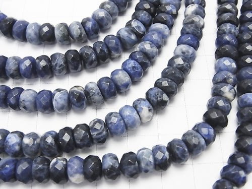 Sodalite AA++ Faceted Button Roundel 8x8x5mm half or 1strand beads (aprx.15inch/38cm)