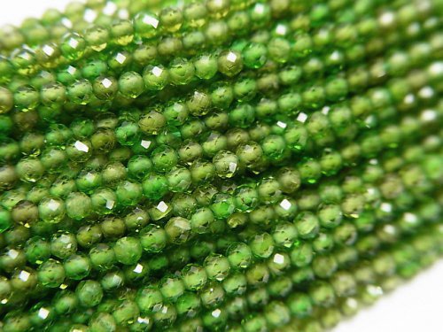 [Video]High Quality! Chrome Diopside AAA- Faceted Round 2mm 1strand beads (aprx.15inch/36cm)