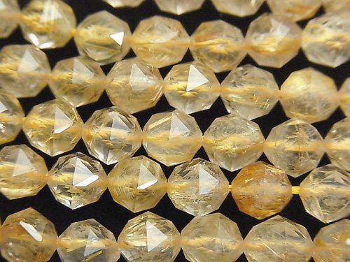 Faceted Round, Rutilated Quartz, Star Gemstone Beads