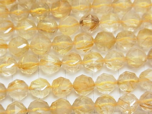 [Video] High Quality! Rutilated Quartz AAA Star Faceted Round 8mm 1/4 or 1strand beads (aprx.15inch / 37cm)