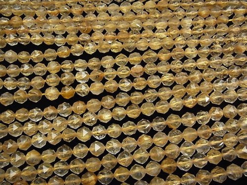 [Video] High Quality! Rutilated Quartz AAA Star Faceted Round 8mm 1/4 or 1strand beads (aprx.15inch / 37cm)