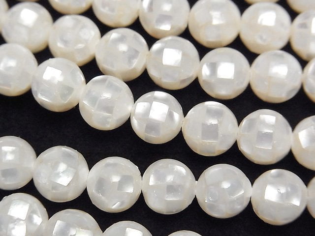 [Video] Mosaic Shell White Round 8mm 1/4 or 1strand beads (aprx.15inch/38cm)