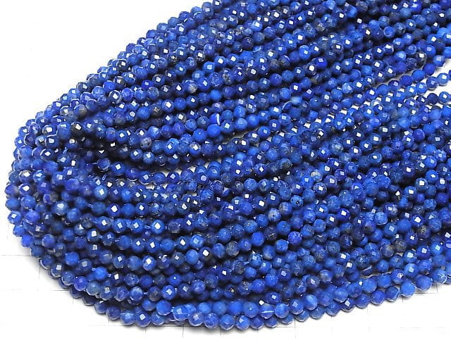 High Quality!  Lapislazuli AA+ Faceted Round 4mm  1strand beads (aprx.15inch/37cm)