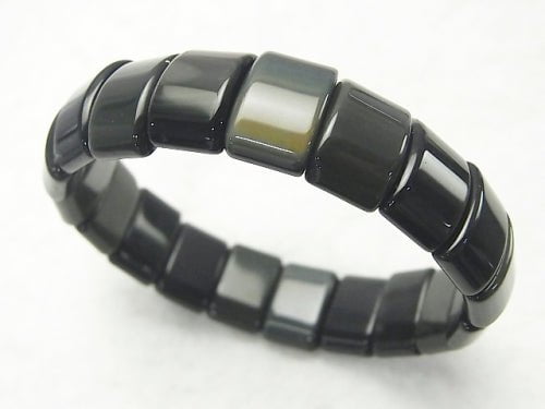 Mexico Rainbow Obsidian AAA 2 Hole Rectangle 15x10x6mm 1strand (Bracelet)