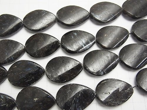 Nuummite  Vertical Hole Twist Pear shape 30x22x8mm half or 1strand beads (aprx.13inch/33cm)