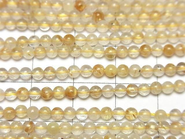 1 fil 6,79 $ ! Quartz rutile AA rond 3 mm, 1 fil de perles (environ 15 pouces/38 cm)
