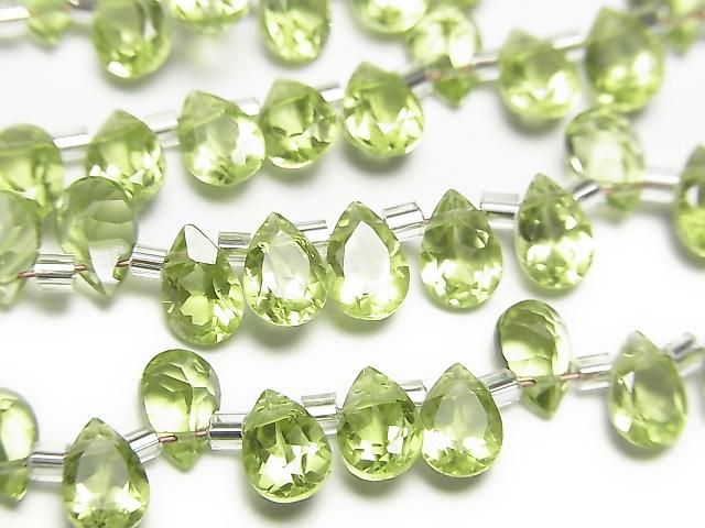 高品質橄欖石 AAA 梨形刻面 6x4mm 半串或 1 串珠（28 顆）
