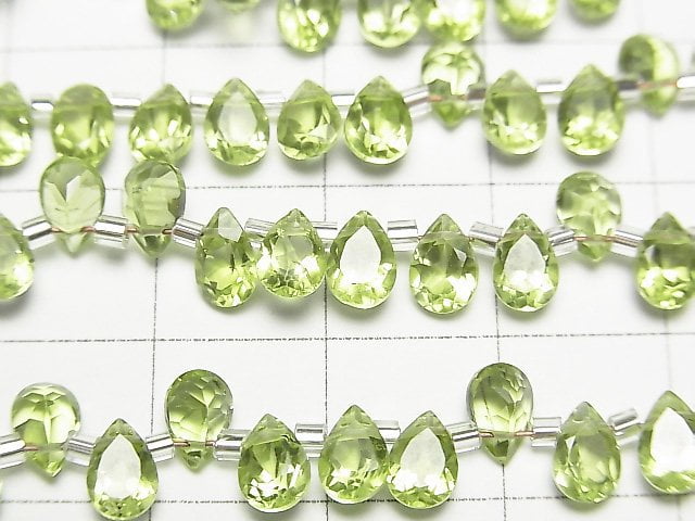 [Video]High Quality Peridot AAA Pear shape Faceted 6x4mm half or 1strand (28pcs )