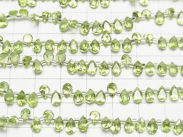 [Video]High Quality Peridot AAA Pear shape Faceted 6x4mm half or 1strand (28pcs )