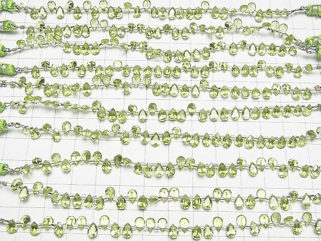 [Video]High Quality Peridot AAA Pear shape Faceted 6x4mm half or 1strand (28pcs )