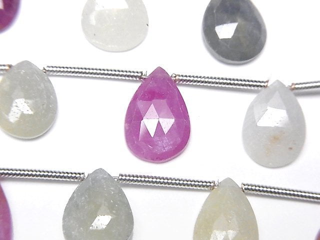 [Video]High Quality Multicolor Sapphire AA++ Pear Shape Rose Cut 1strand