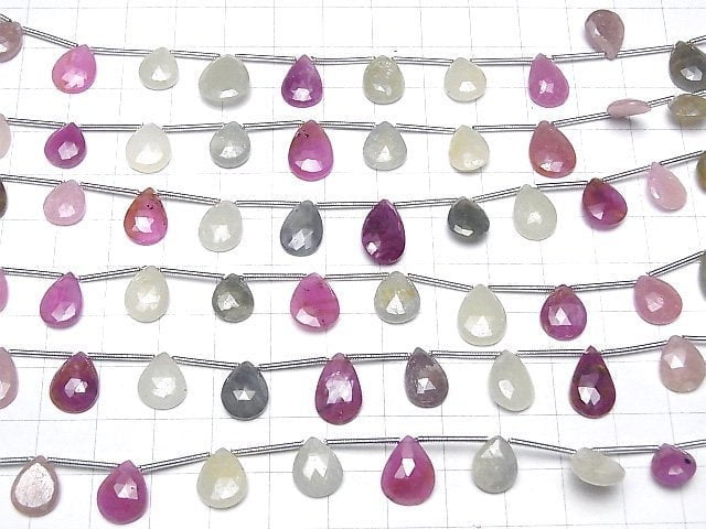 [Video]High Quality Multicolor Sapphire AA++ Pear Shape Rose Cut 1strand