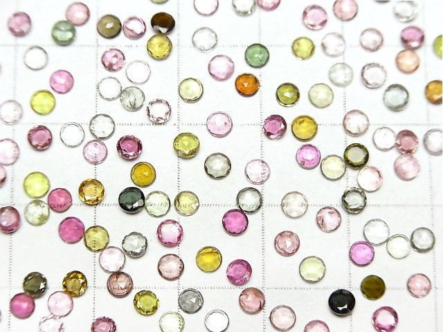 High Quality Multicolor Tourmaline AAA- Round Rose Cut 3x3mm 10pcs $7.79!