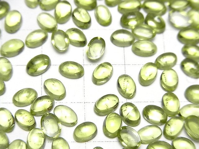 [Video]High Quality Peridot AAA- Oval Cabochon 6x4mm 5pcs